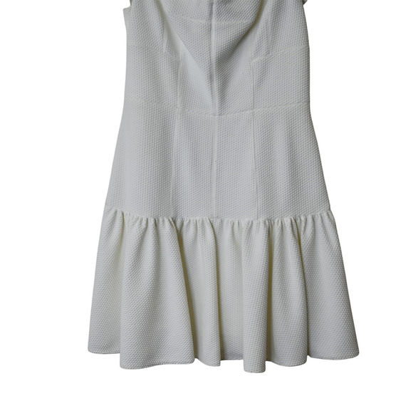 Rebecca Taylor Fit and Flare Dress Size 8 White Short Flutter Sleeve Textured - Picture 3 of 7